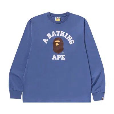 Pre-owned Bape College Long-sleeve Tee 'navy' | Blue | Men's Size L