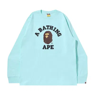 Pre-owned Bape College Long-sleeve Tee 'sax' | Blue | Men's Size Xxxl