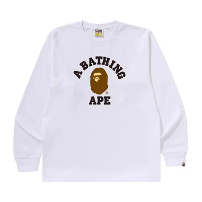 Pre-owned Bape College Long-sleeve Tee 'white' | Men's Size L