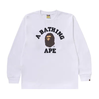 Pre-owned Bape College Long-sleeve Tee 'white' | Men's Size L