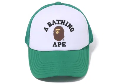 Pre-owned Bape College Mesh Cap In Green