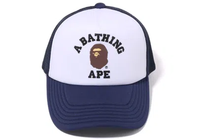 Pre-owned Bape College Mesh Cap In Navy Blue