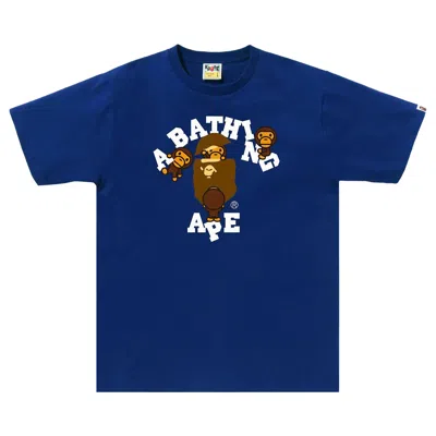 Pre-owned Bape College Milo Tee 'blue' | Men's Size L