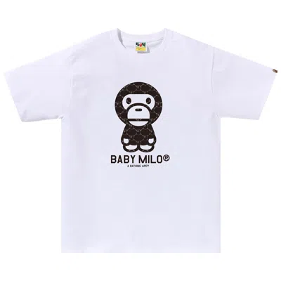 Pre-owned Bape College Monogram Baby Milo Tee 'white/black'