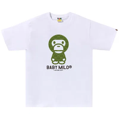 Pre-owned Bape College Monogram Baby Milo Tee 'white/green'