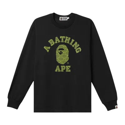 Pre-owned Bape College Monogram College Relaxed Fit Long-sleeve Tee 'black' | Men's Size M