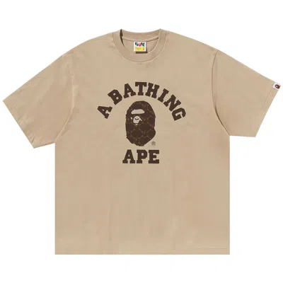 Pre-owned Bape College Monogram College Relaxed Fit Tee 'beige' | Tan | Men's Size M In Brown