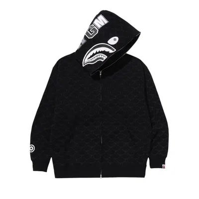 Pre-owned Bape College Monogram Relaxed Fit Shark Full Zip Hoodie 'black' | Men's Size Xxxl