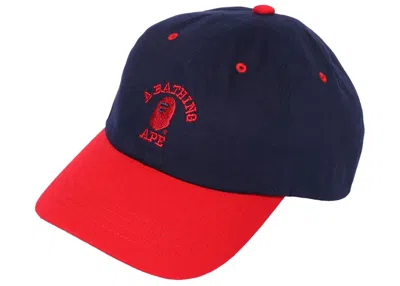 Pre-owned Bape College Panel Cap (ss22) In Navy Blue