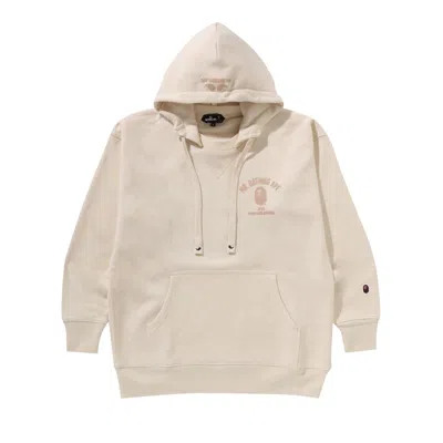 Pre-owned Bape College Pullover Hoodie 'ivory' In White