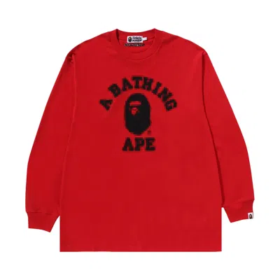 Pre-owned Bape College Relaxed Fit Long-sleeve Tee 'red' | Men's Size Xl