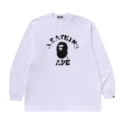 Pre-owned Bape College Relaxed Fit Long-sleeve Tee 'white' | Men's Size Xxl
