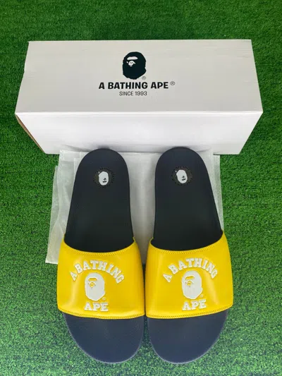Pre-owned Bape College Slides Yellow Size 10