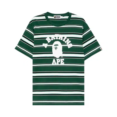 Pre-owned Bape College Stripe Tee 'green/white' | Men's Size M