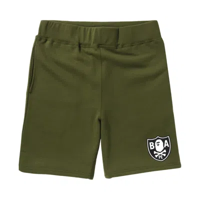 Pre-owned Bape Color Ape Crossbone One Point Sweat Shorts 'olive Green' | Men's Size M