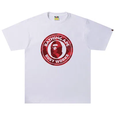 Pre-owned Bape Color Camo A Busy Works Tee 'white/red'