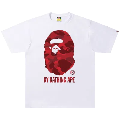 Pre-owned Bape Color Camo A By Bathing Ape Tee 'white/red'