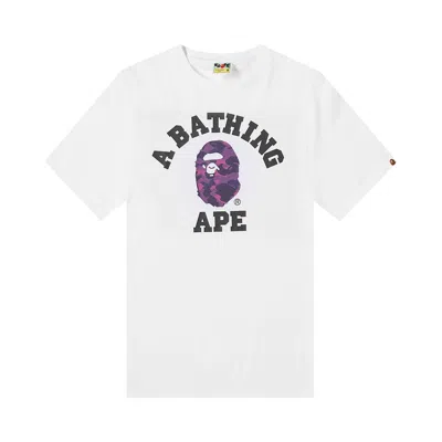Pre-owned Bape Color Camo A College Tee 'white/purple'