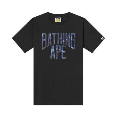 Pre-owned Bape Color Camo A Nyc Logo Tee 'black/navy' | Men's Size L