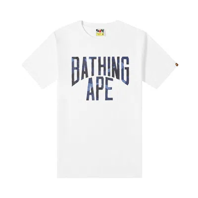 Pre-owned Bape Color Camo A Nyc Logo Tee 'white/navy'
