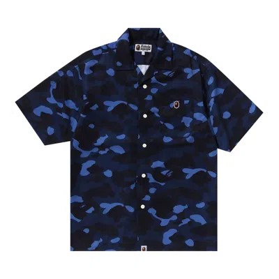 Pre-owned Bape Color Camo Ape Head One Point Shirt 'navy' In Blue