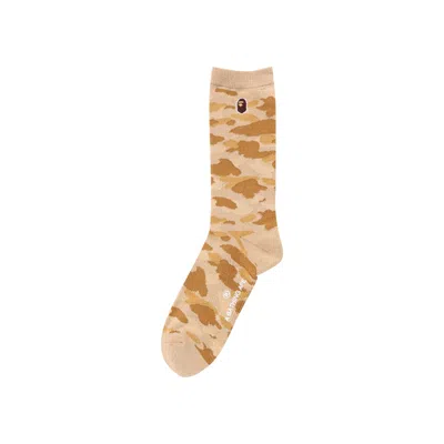 Pre-owned Bape Color Camo Ape Head One Point Socks 'yellow'