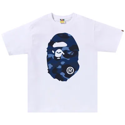 Pre-owned Bape Color Camo Big Ape Head T-shirt 'white/navy'