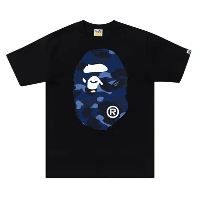 Pre-owned Bape Color Camo Big Ape Head Tee 'black/navy'