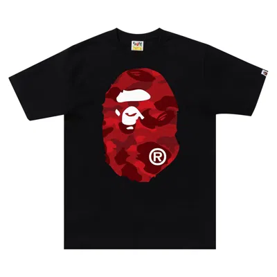 Pre-owned Bape Color Camo Big Ape Head Tee 'black/red'