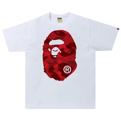 Pre-owned Bape Color Camo Big Ape Head Tee 'white/red'