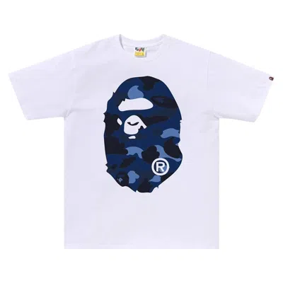 Pre-owned Bape Color Camo Big Ape Head Tee 'whitexnavy' | Men's Size M