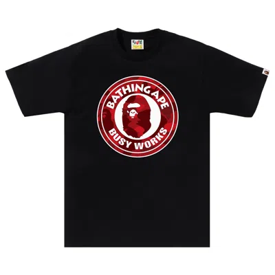 Pre-owned Bape Color Camo Busy Works Tee 'black/red'