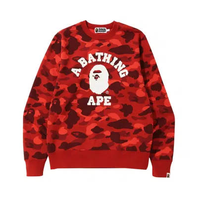 Pre-owned Bape Color Camo College Crewneck 'red'