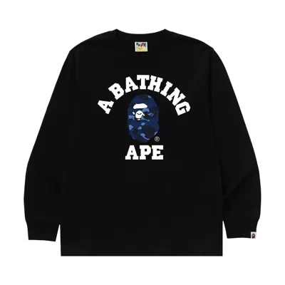 Pre-owned Bape Color Camo College Long-sleeve Tee 'black/navy' | Men's Size M