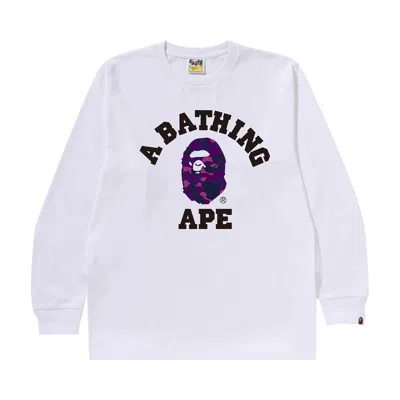 Pre-owned Bape Color Camo College Long-sleeve Tee 'white/purple'