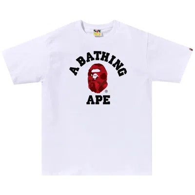 Pre-owned Bape Color Camo College Tee 'white Red' | Men's Size Xl