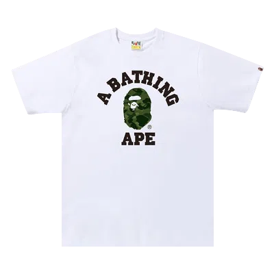Pre-owned Bape Color Camo College Tee 'white/green'