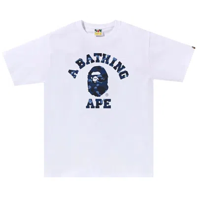 Pre-owned Bape Color Camo College Tee 'white/navy'