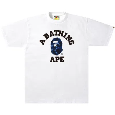 Pre-owned Bape Color Camo College Tee 'white/navy'