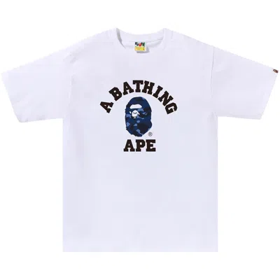 Pre-owned Bape Color Camo College Tee 'white/navy' | Men's Size S