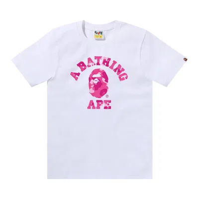 Pre-owned Bape Color Camo College Tee 'white/pink' | Women's Size S