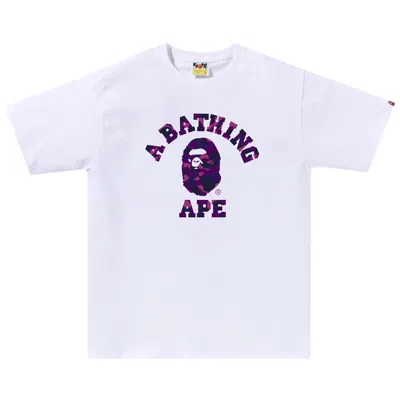 Pre-owned Bape Color Camo College Tee 'white/purple'