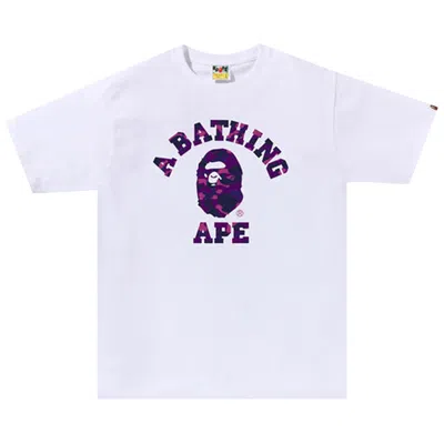 Pre-owned Bape Color Camo College Tee 'white/purple'