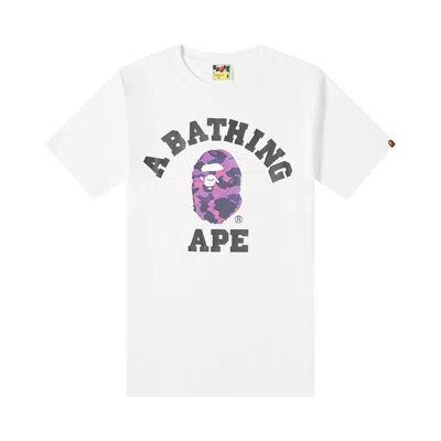 Pre-owned Bape Color Camo College Tee 'white/purple'