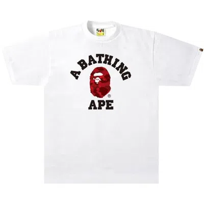 Pre-owned Bape Color Camo College Tee 'white/red'