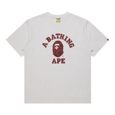 Pre-owned Bape Color Camo College Tee 'white/red' | Men's Size S