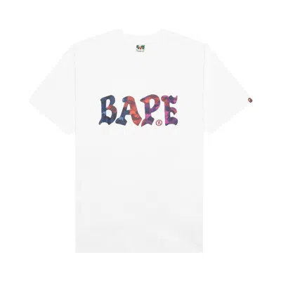 Pre-owned Bape Color Camo Crazy  Logo Tee 'white'