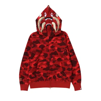 Pre-owned Bape Color Camo Double Shark Full Zip Hoodie 'red'