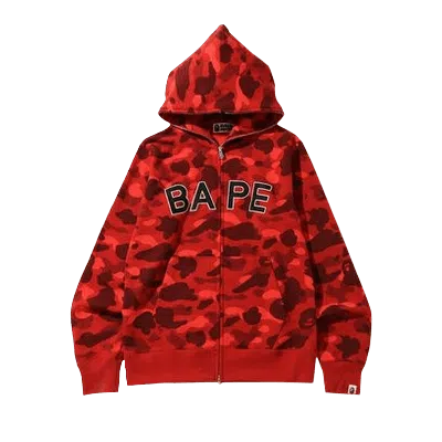 Pre-owned Bape Color Camo Full Zip Hoodie 'red'