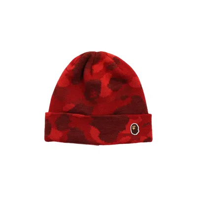 Pre-owned Bape Color Camo Knit Cap 'red'